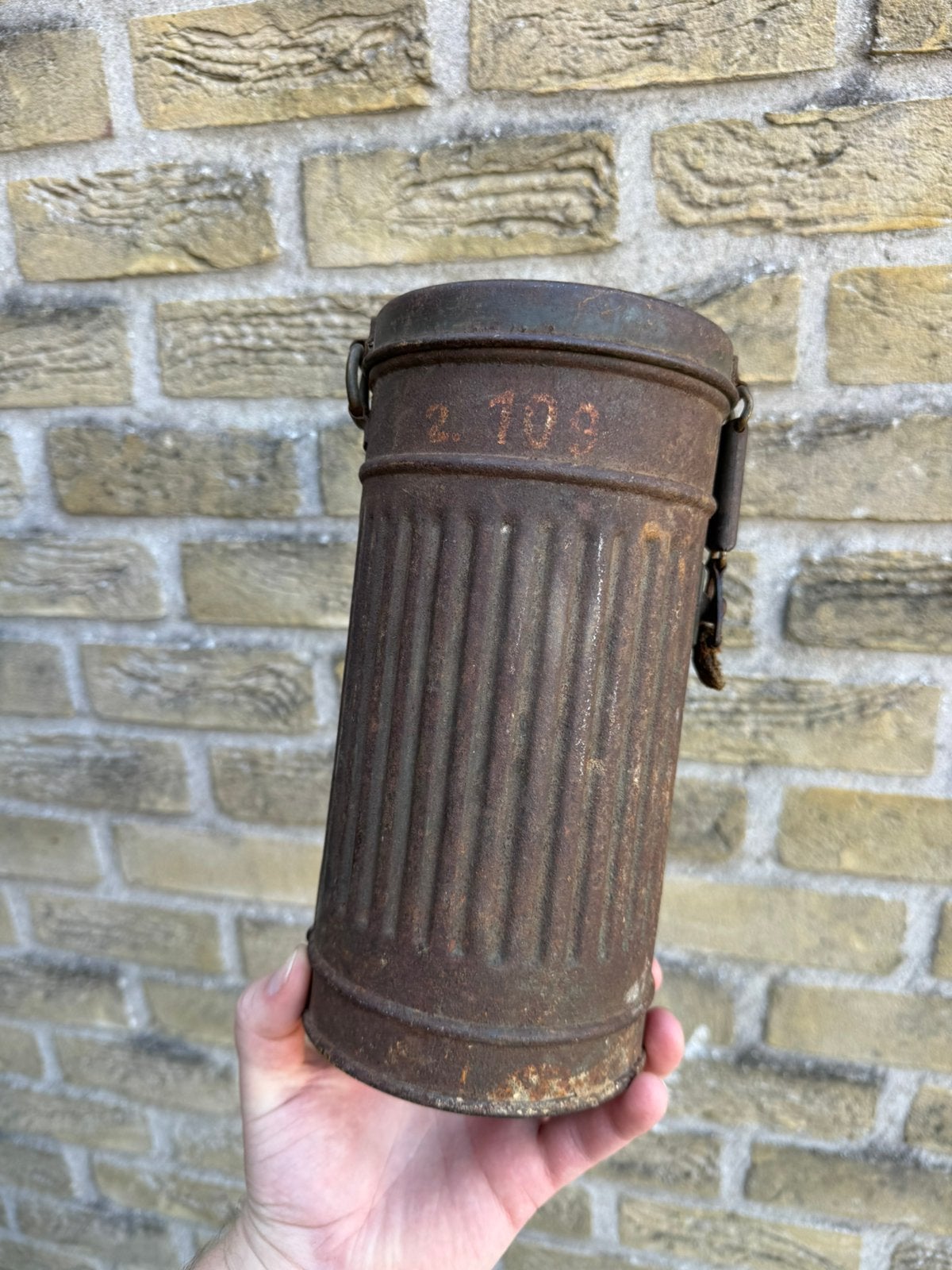 WW2 boite pour masque à gaz Allemand avec numéro, Enlèvement ou Envoi
