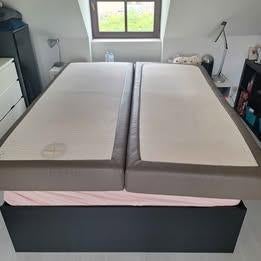 2 matelas cuir brun pour boxspring 180/210, Queen size, 210 cm, Brun, Enlèvement