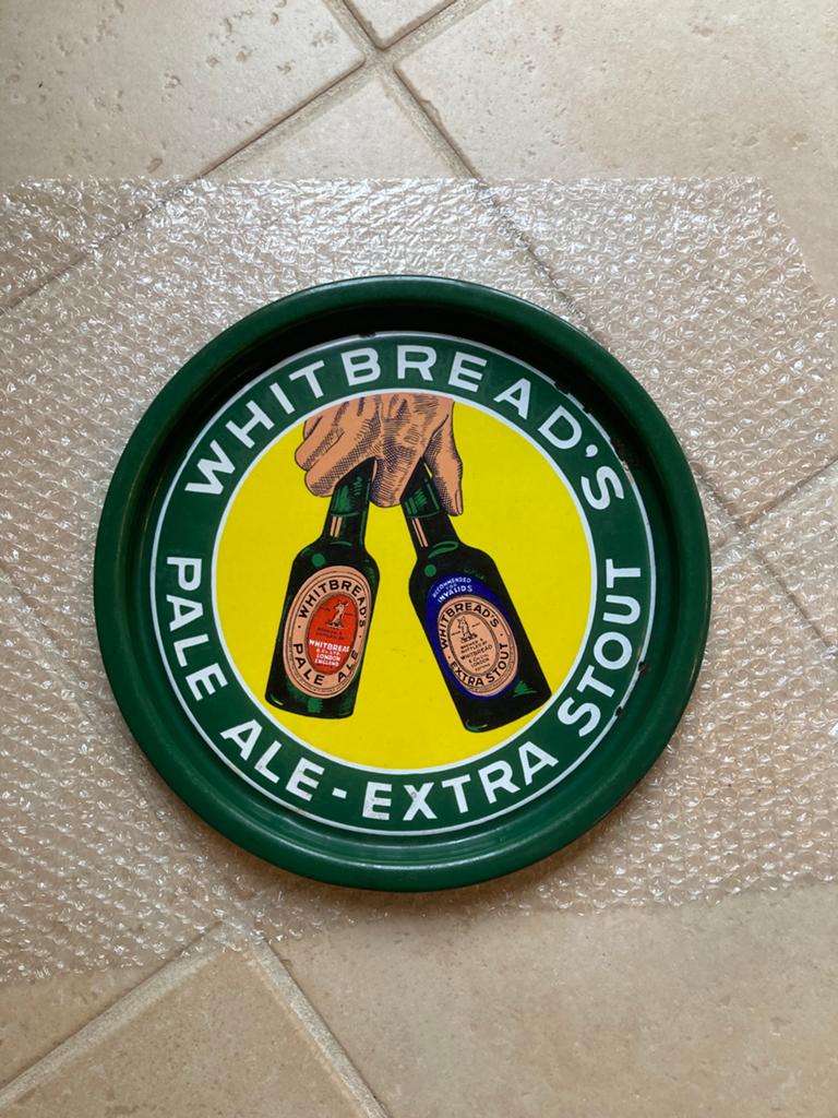 Oude emaille bierplateau topconditie, Verzamelen, Biermerken, Ophalen of Verzenden, Zo goed als nieuw