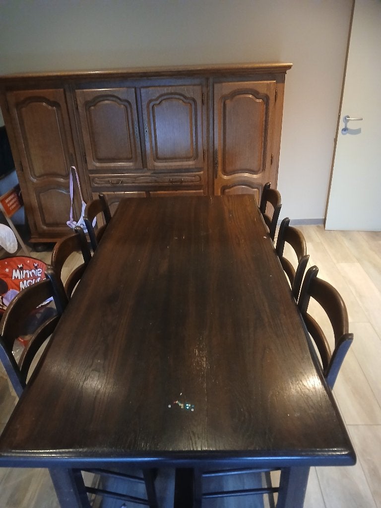 Eettafel en kast, Maison & Meubles, Tables | Tables à manger, Utilisé, Rectangulaire, Enlèvement