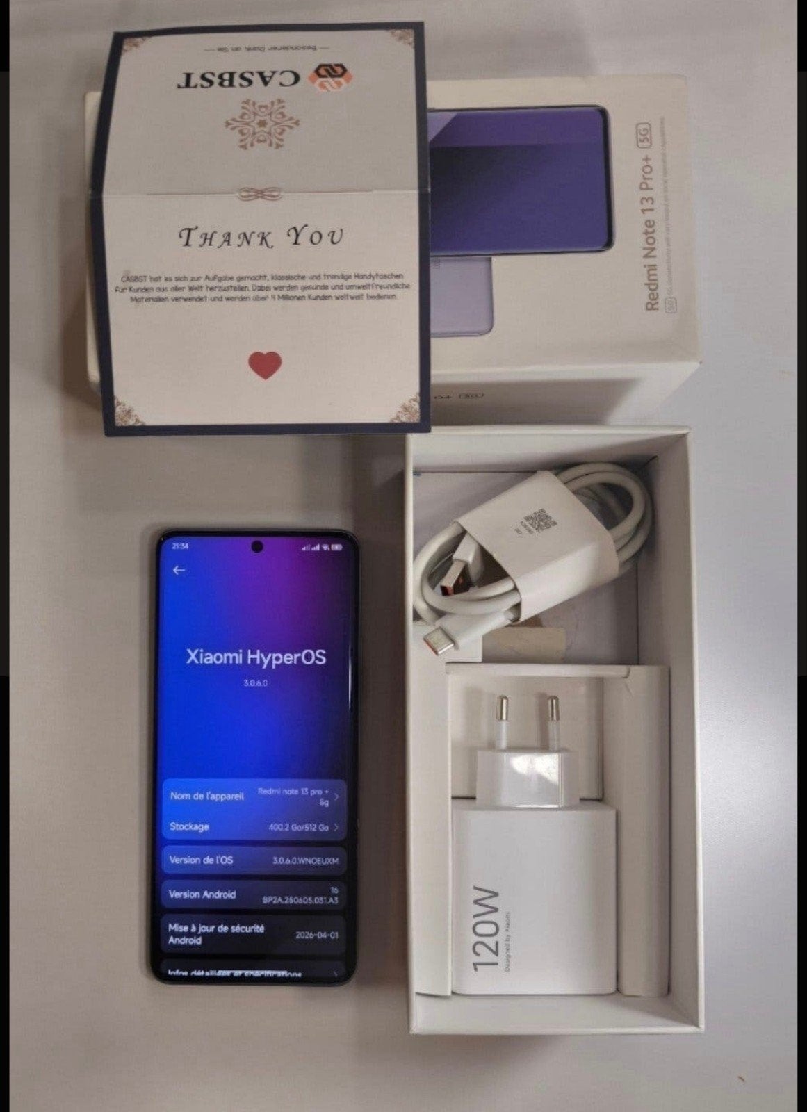 Xiaomi Redmi Note 13 Pro+ 5G - 512 Go / 12 GoRAM - État neuf, Enlèvement, Neuf
