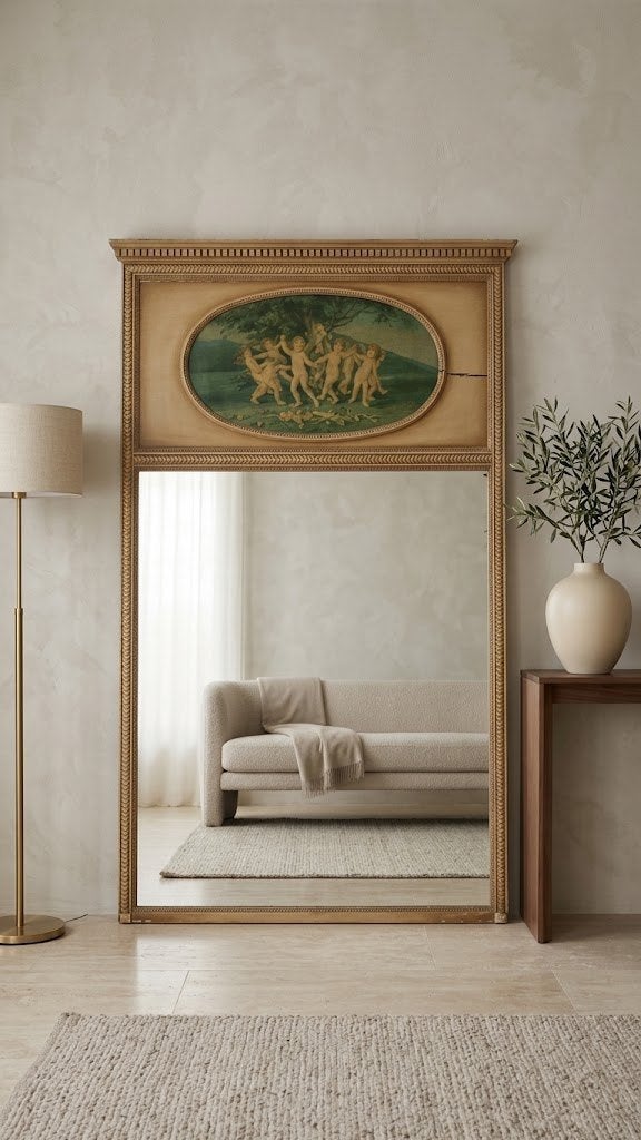 Grand miroir trumeau ancien, Maison & Meubles, Accessoires pour la Maison | Miroirs, Enlèvement ou Envoi
