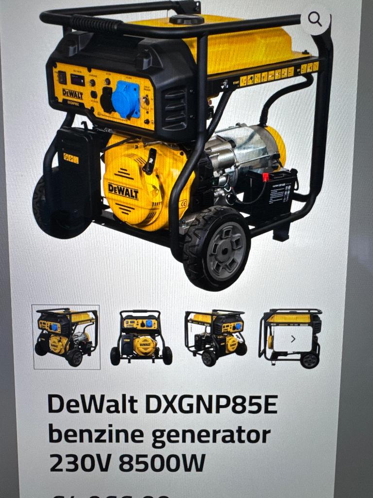 Generator DeWalt DXGNP85E, Doe-het-zelf en Bouw, Ophalen, Benzine, Geluidgedempt, Nieuw