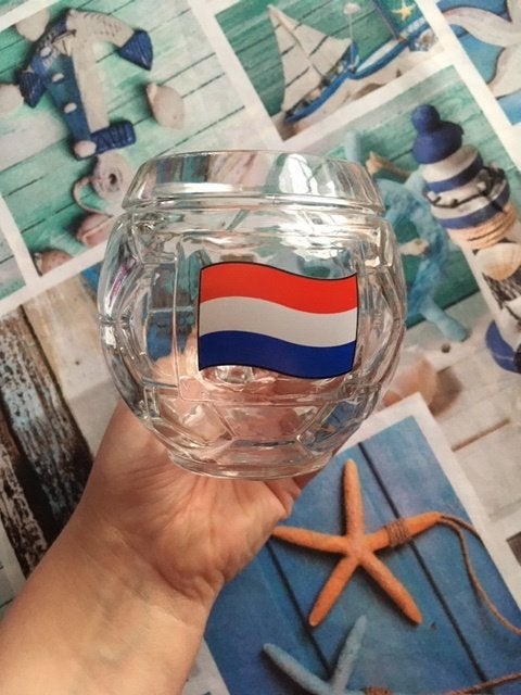 Leuk Nederlands bier glas ( voetbal glas ), Verzamelen, Ophalen of Verzenden, Zo goed als nieuw