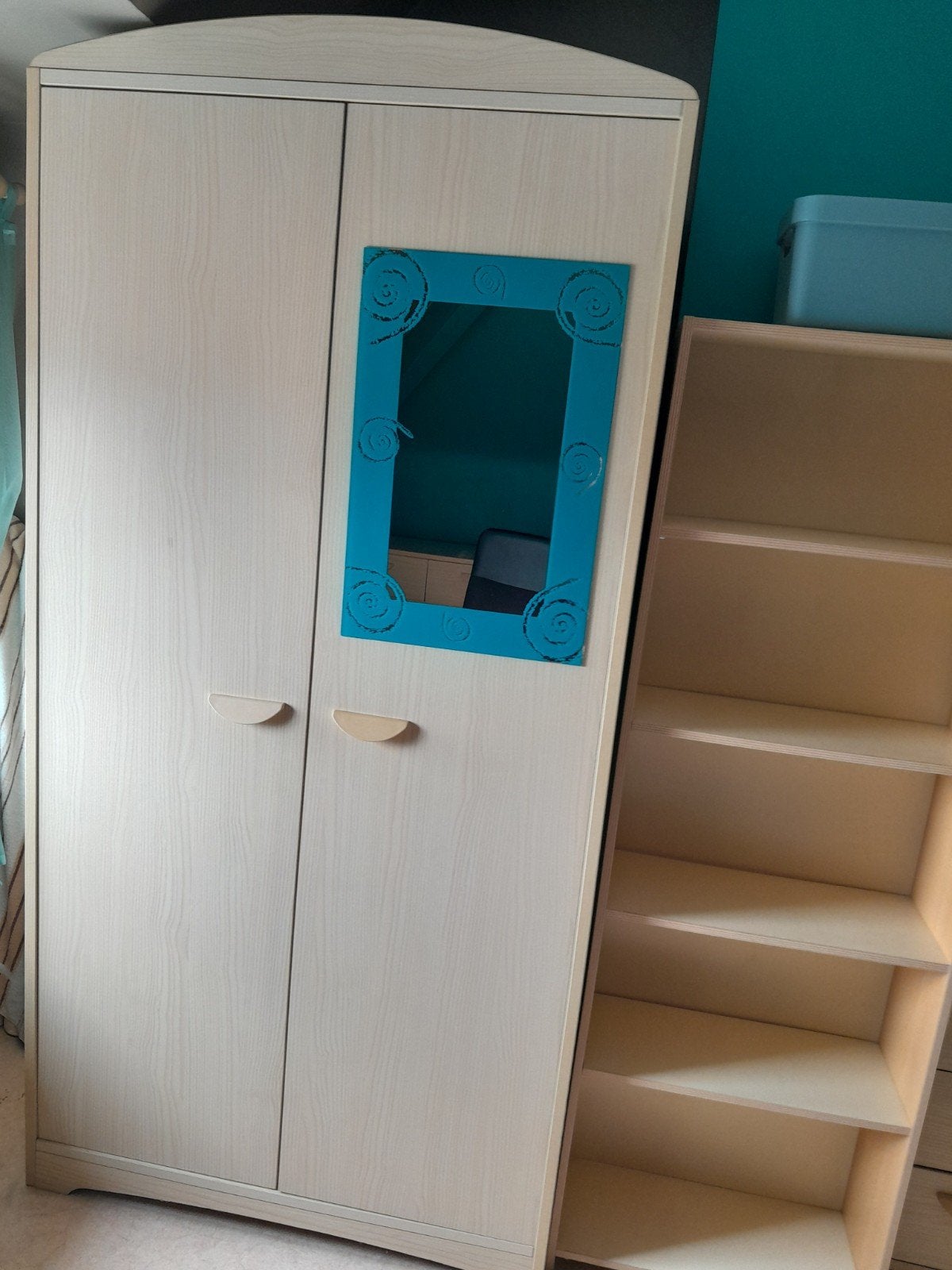 Jeugdkamerkasten + bureau in essenhout. Zeer goede staat!, Huis en Inrichting, Kasten | Kleerkasten, Zo goed als nieuw, 200 cm of meer
