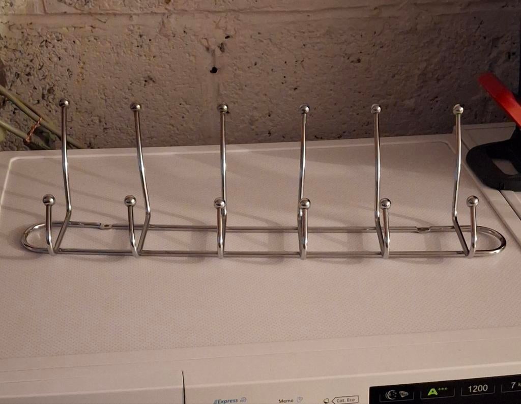 Porte manteaux - vestiaire à patères, en acier chromé, Huis en Inrichting, Woonaccessoires | Kapstokken, Zo goed als nieuw, Wandkapstok