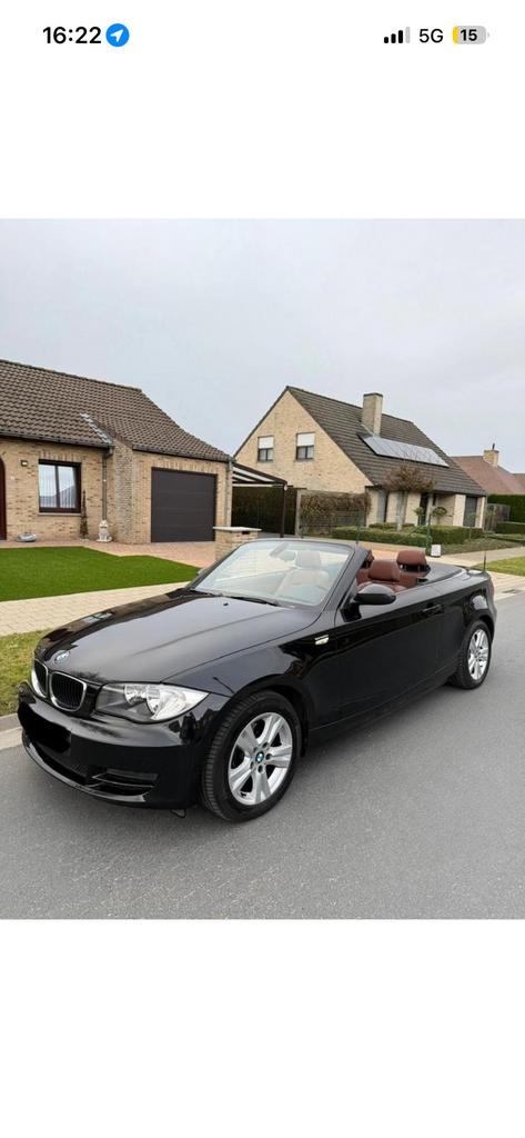 Bmw 1 serie cabrio, Auto's, Automaat, Cabriolet, Zwart, Leder