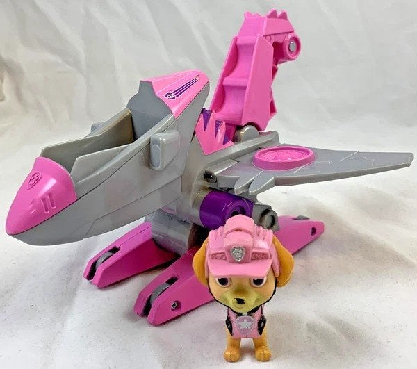 PAW Patrol Dino Rescue Skye Deluxe vliegtuig met pull-back, Verzenden, Zo goed als nieuw