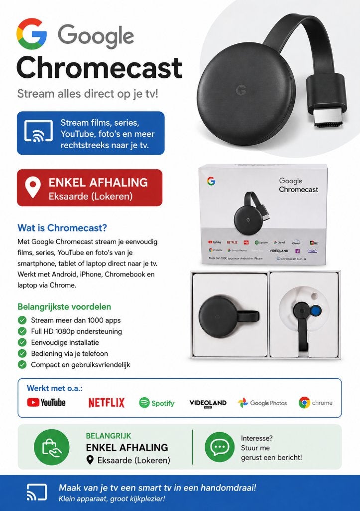 Google Chromecast – Zo goed als nieuw, Enlèvement