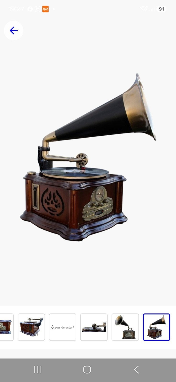 retro look Grammofoon, platenspeler, Radio, cd, cassette,, Antiek en Kunst, Ophalen