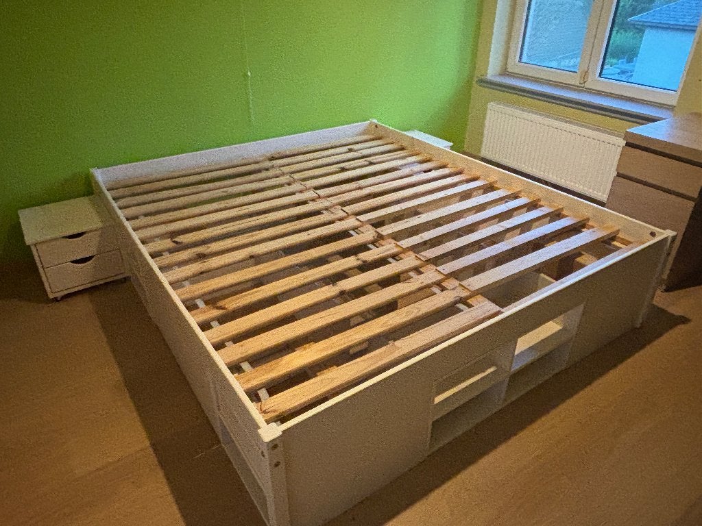 dubbel bed zonder matrassen, Enlèvement, Utilisé, Sommier, 180 cm