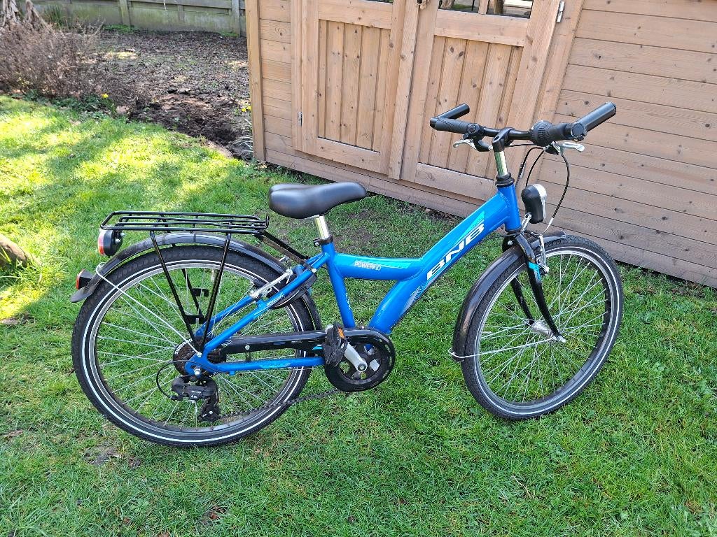 Kinderfiets 24'' Bnb powergrid blauw, Ophalen, Zo goed als nieuw, BNB, Versnellingen