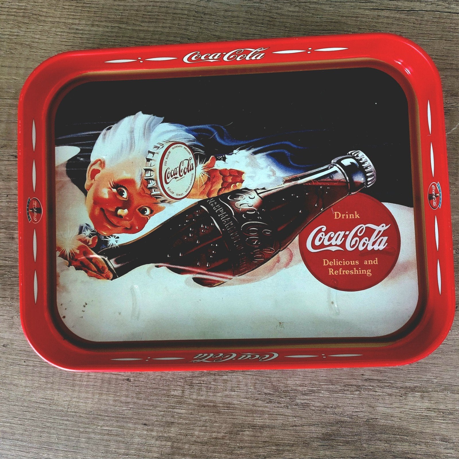 Vintage Coca-Cola dienblad met klassieke afbeelding, Enlèvement