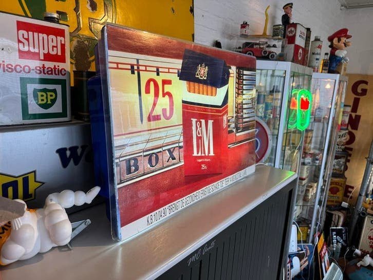 Vintage L&M Sigaretten Lichtbak Reclamebord