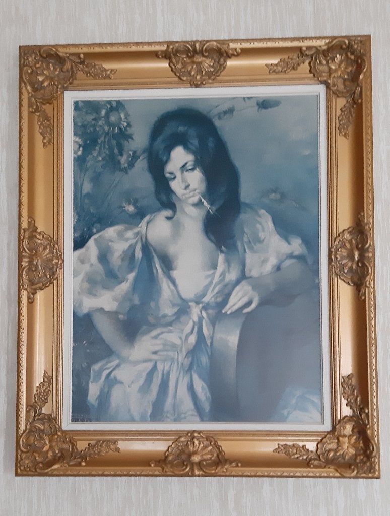 Goudkleurige vintage kader - jaren 70 (bv voor een spiegel), Ophalen, Portret of Personen, Bijzondere lijst, Vintage