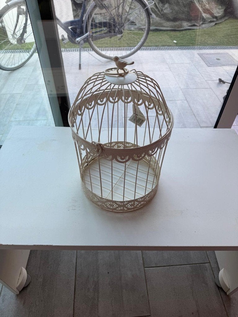 Decoratieve vintage vogelkooi met vogeltje – 45 cm, Ophalen of Verzenden