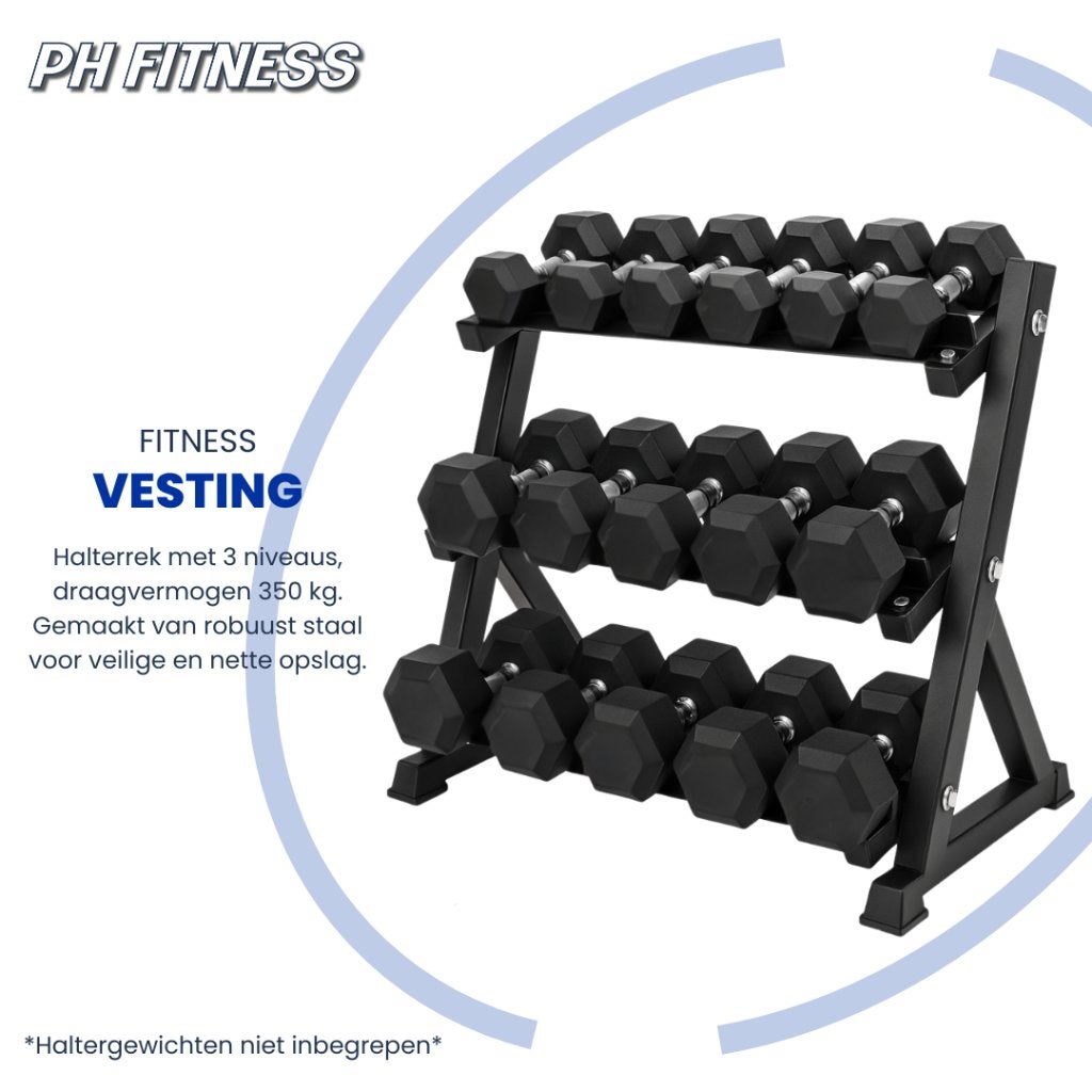PH Fitness Dumbbell Rack 3 Laags Halterrek, Enlèvement, Neuf, Dos, Autres types