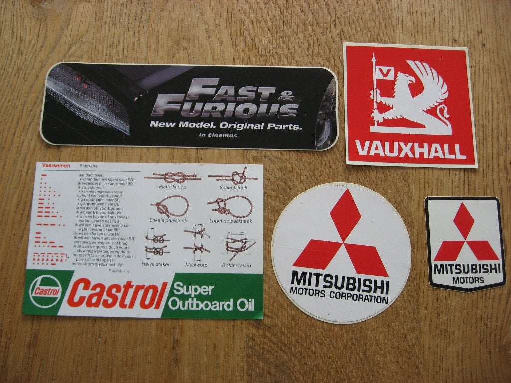 Vintage Stickers Mitsubishi Castrol Vauxhall Fast & Furious, Verzamelen, Ophalen of Verzenden, Nieuw, Auto of Motor