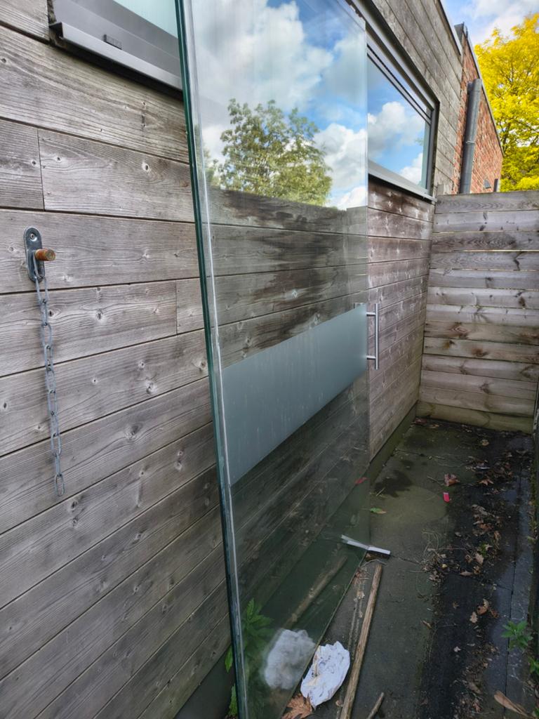 Glazen deurwanden zonder bevestiging., Doe-het-zelf en Bouw, Ophalen, Gebruikt, Overige typen, 160 cm of meer