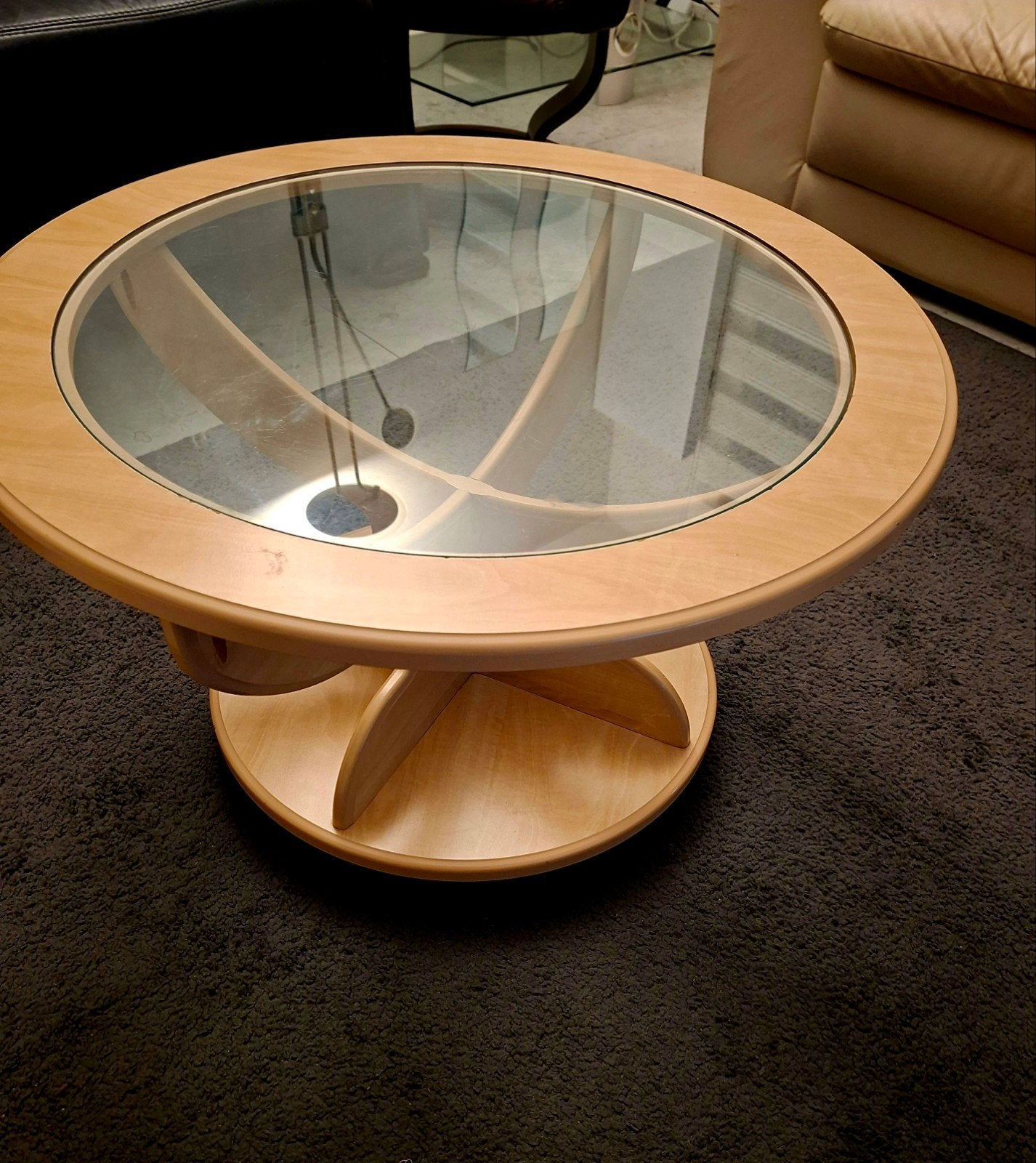 Table basse ronde vintage ø70cm, Neuf, Enlèvement, Autres essences de bois, Vintage