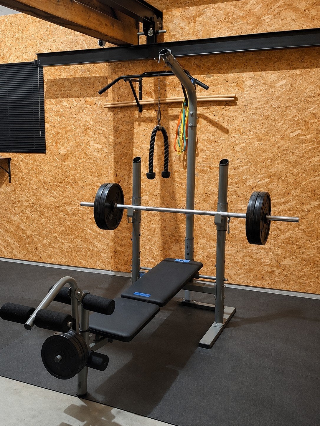 Domyos DM530 fitnessbank + halters + 72kg schijven, Ophalen, Fitnessbank