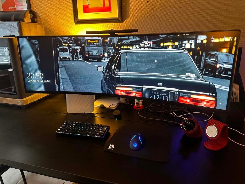 Samsung C49HG90 49" scherm + arm + steunplaat, Gebruikt, 101 t/m 150 Hz, VA, Full HD