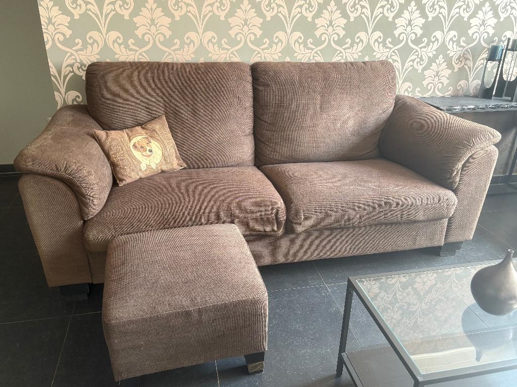 2x 2 zit zetel met bijhorende voetenbank, Ophalen, Gebruikt, 75 tot 100 cm, Rechte bank