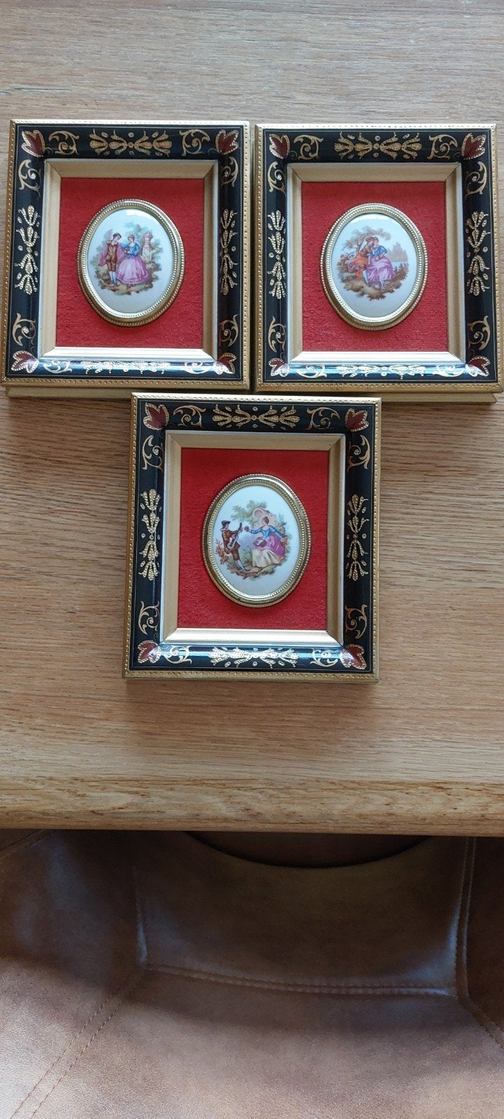 3 porseleinen schilderijtjes, Ophalen, Vintage, Ingelijst