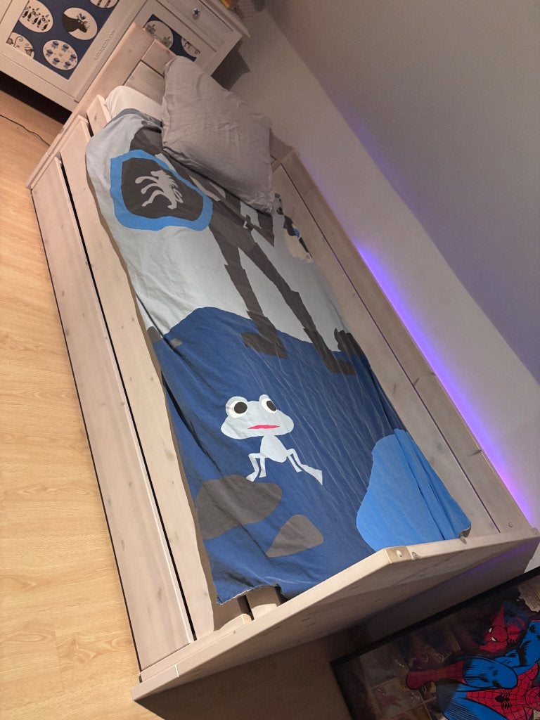 Bed Lifetime met extra matrasschuif én opbergschuif, 85 tot 100 cm, Gebruikt, 180 cm of meer, Ophalen