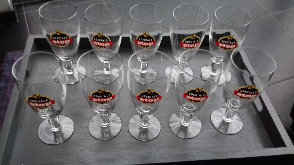 Oude bierglazen BAVIK SPECIALE STOP, Enlèvement, Utilisé, Verre ou Verres, Autres marques