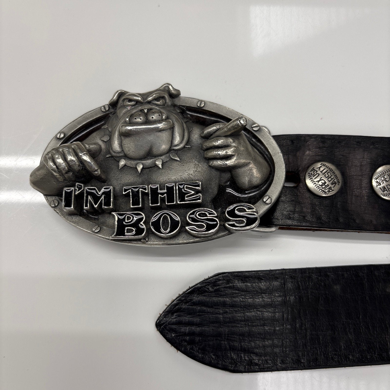Ceinture Cuir AVIREX USA Varsity + Boucle 1993 Bulldog, Vêtements | Hommes, Ceintures, Cuir véritable, Enlèvement ou Envoi, 95 à 105 cm