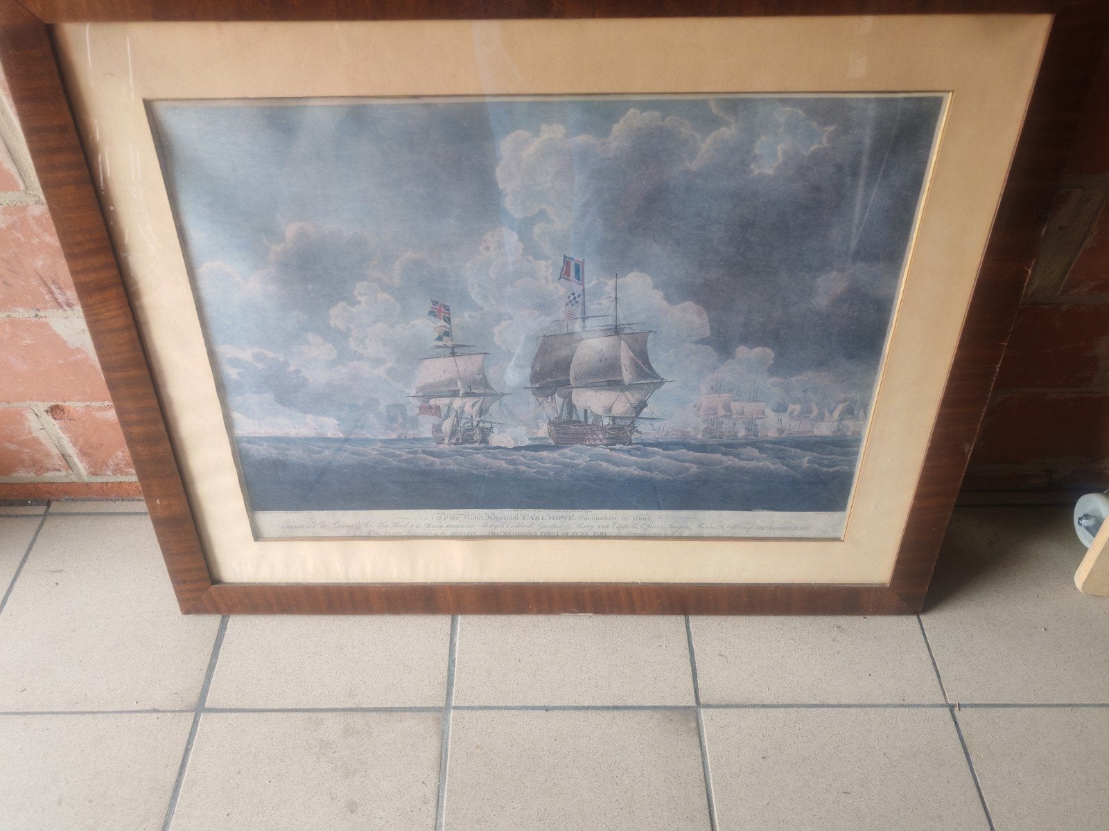 Gravure/gravure maritime historique, Eau-forte, 1800 - 1899, Coloré à la main, 90 cm