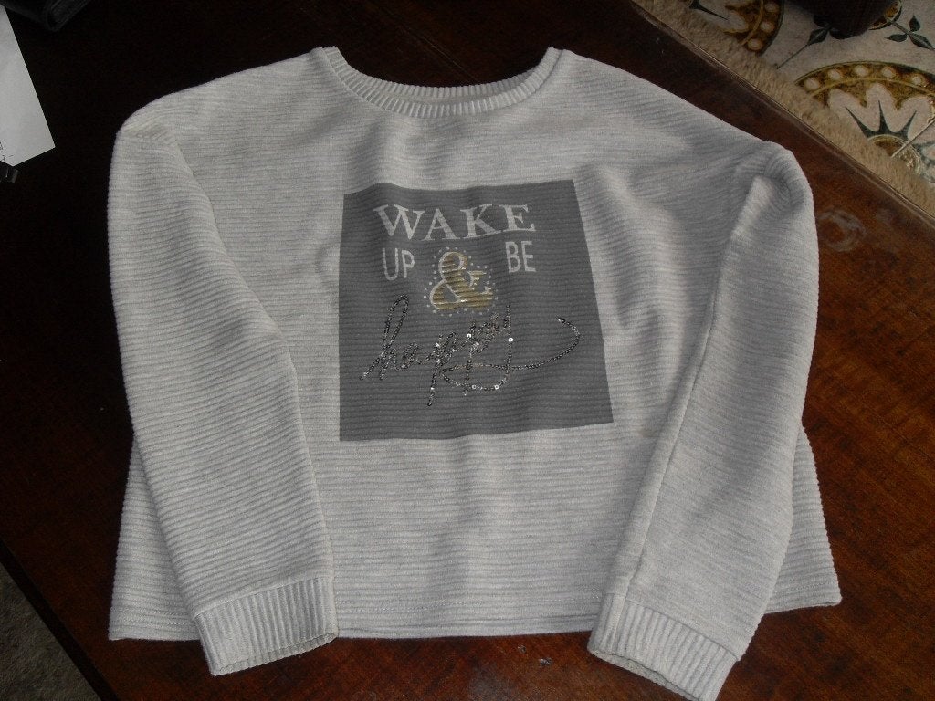 meisjestrui lichtgrijs "wake up" mayoral 12 jaar, Gebruikt, Meisje, Trui of Vest, MAYORAL