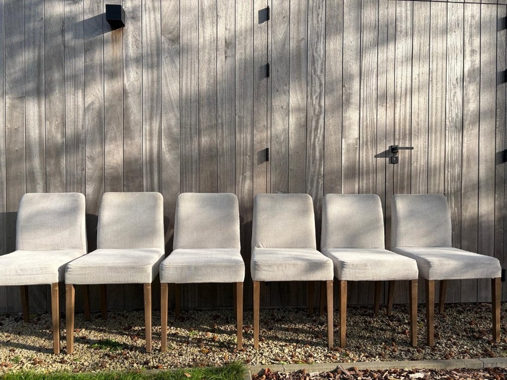 6 Mobitec Stoelen, Maison & Meubles, Gris, Bois, Comme neuf, Enlèvement