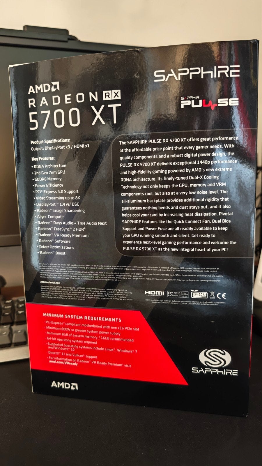 Sapphire Pulse AMD Radeon RX 5700 XT 8 Go, Informatique & Logiciels, AMD, Enlèvement ou Envoi, GDDR6, PCI-Express 4