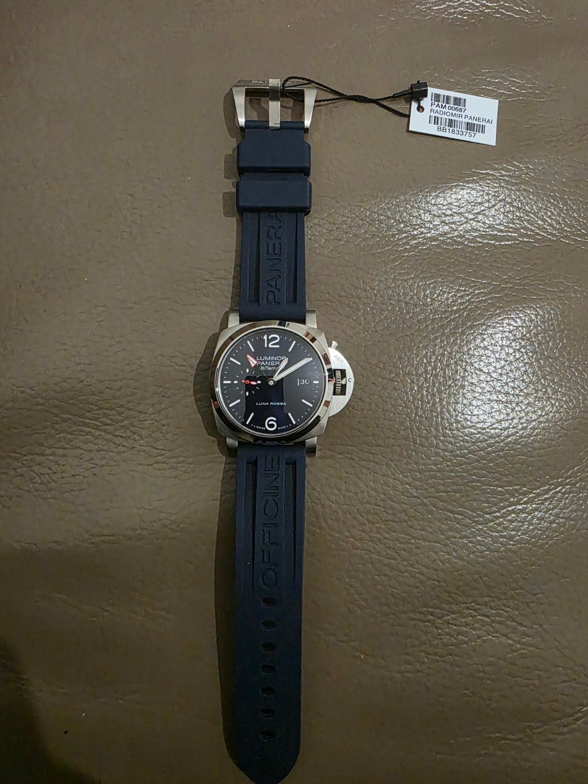 Montre automatique type Panerai Luminor BiTempo Luna Rossa (, Bijoux, Sacs & Beauté, Enlèvement ou Envoi, Neuf, Montre-bracelet