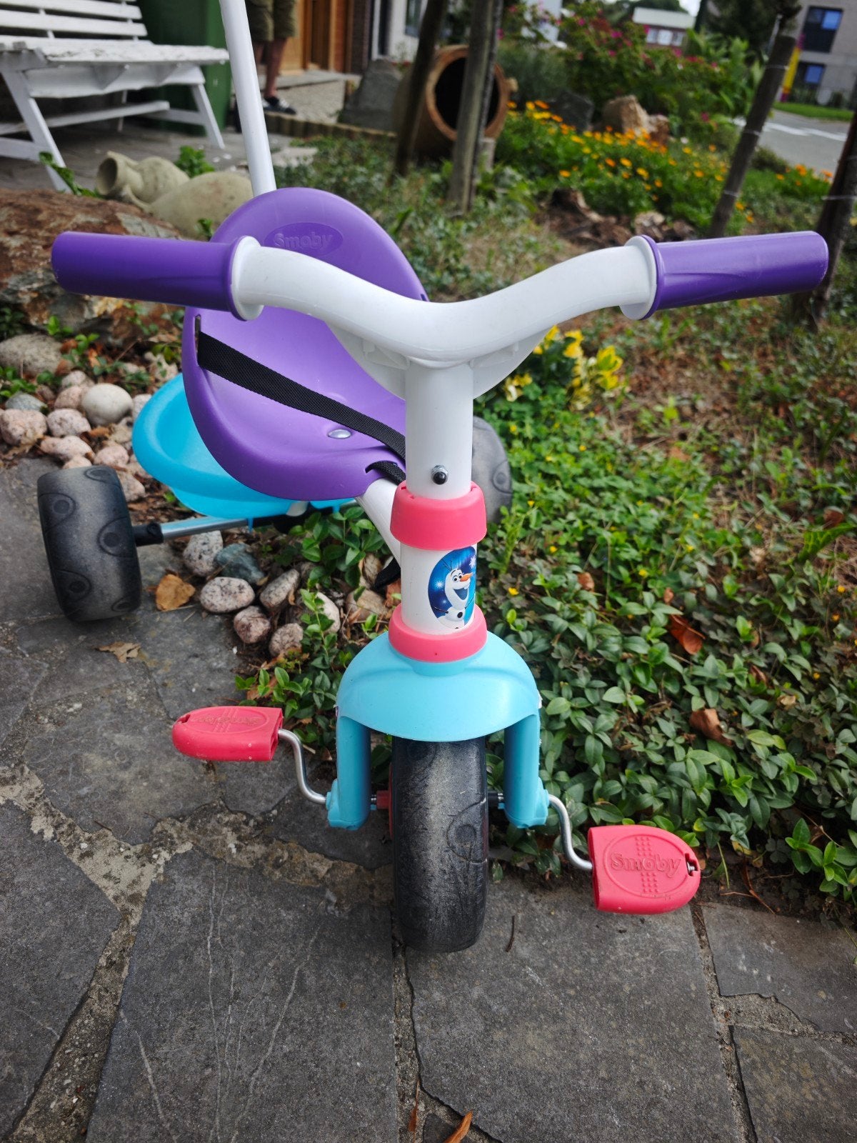 driewieler K3 met duwstang merk Smoby, Enlèvement, Utilisé, Smoby, Tige de poussée