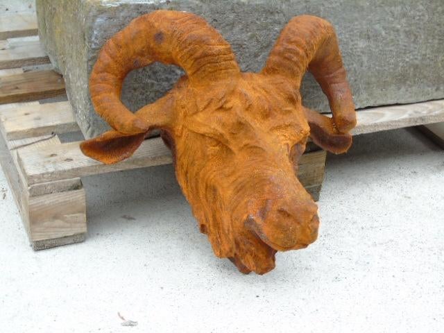 tête de bouc, bélier murale en fonte rouillé, Enlèvement ou Envoi, Neuf