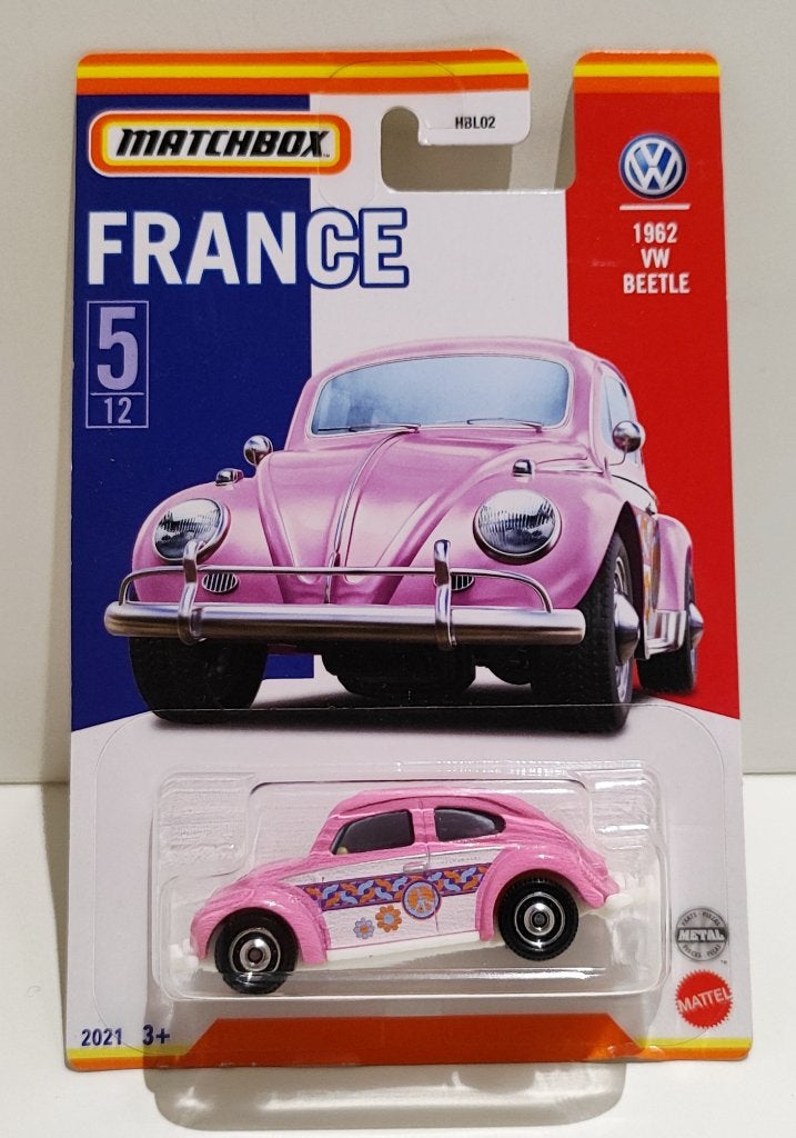Matchbox '62 VW Beetle Kever Roos Hippie France (2020), Hobby en Vrije tijd, Ophalen of Verzenden