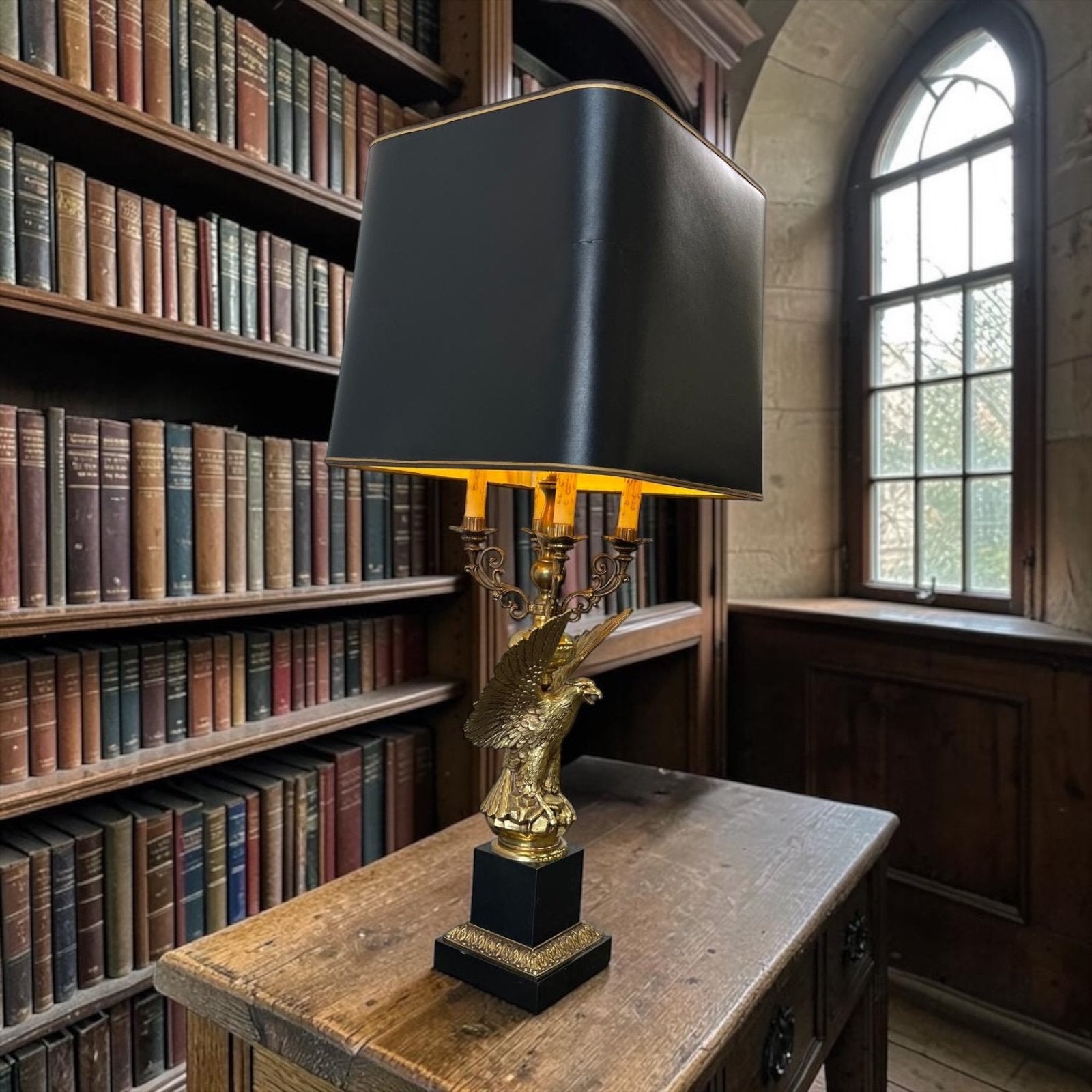 Lampe de table vintage « dorée » XL 'Eagle DEKNUDT', Enlèvement