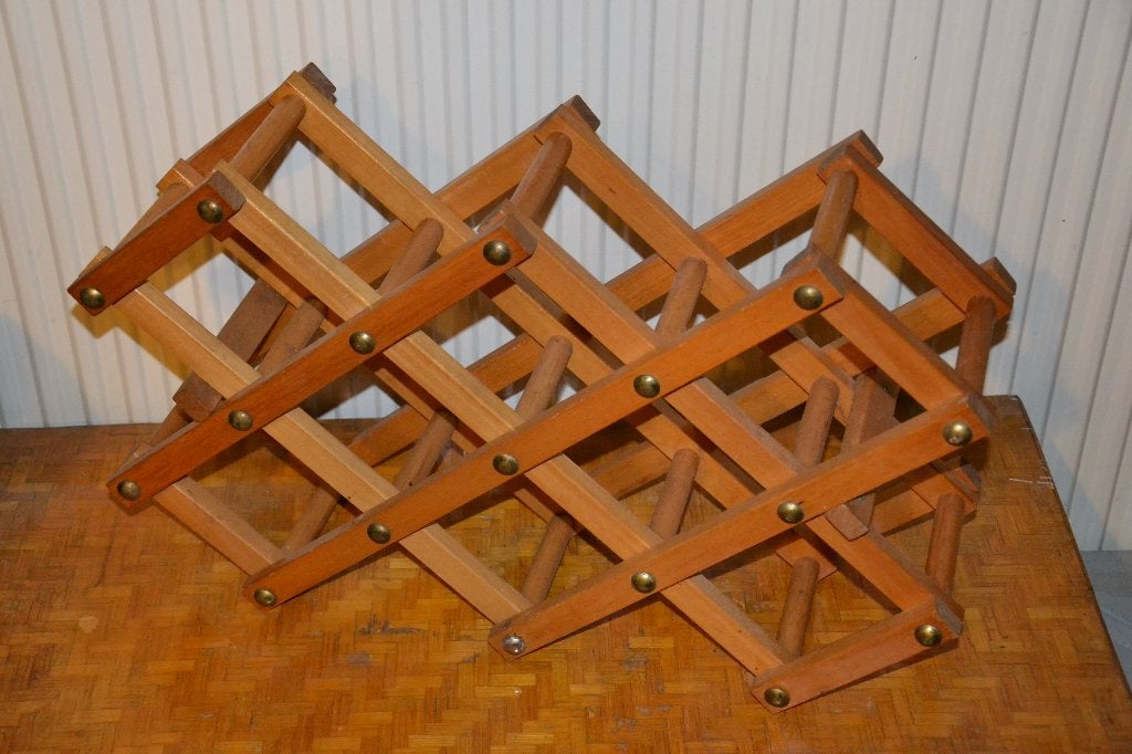 casier à vin pliable en bois vintage, Antiquités & Art, Enlèvement