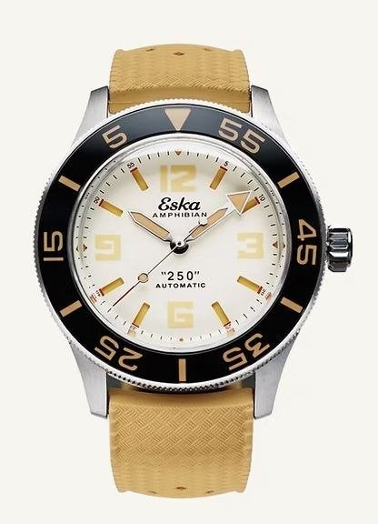 ESKA AMPHIBIAN 250 "WHITE SHARK", Handtassen en Accessoires, Horloges | Heren, Staal, Polshorloge, Overige materialen, Zo goed als nieuw