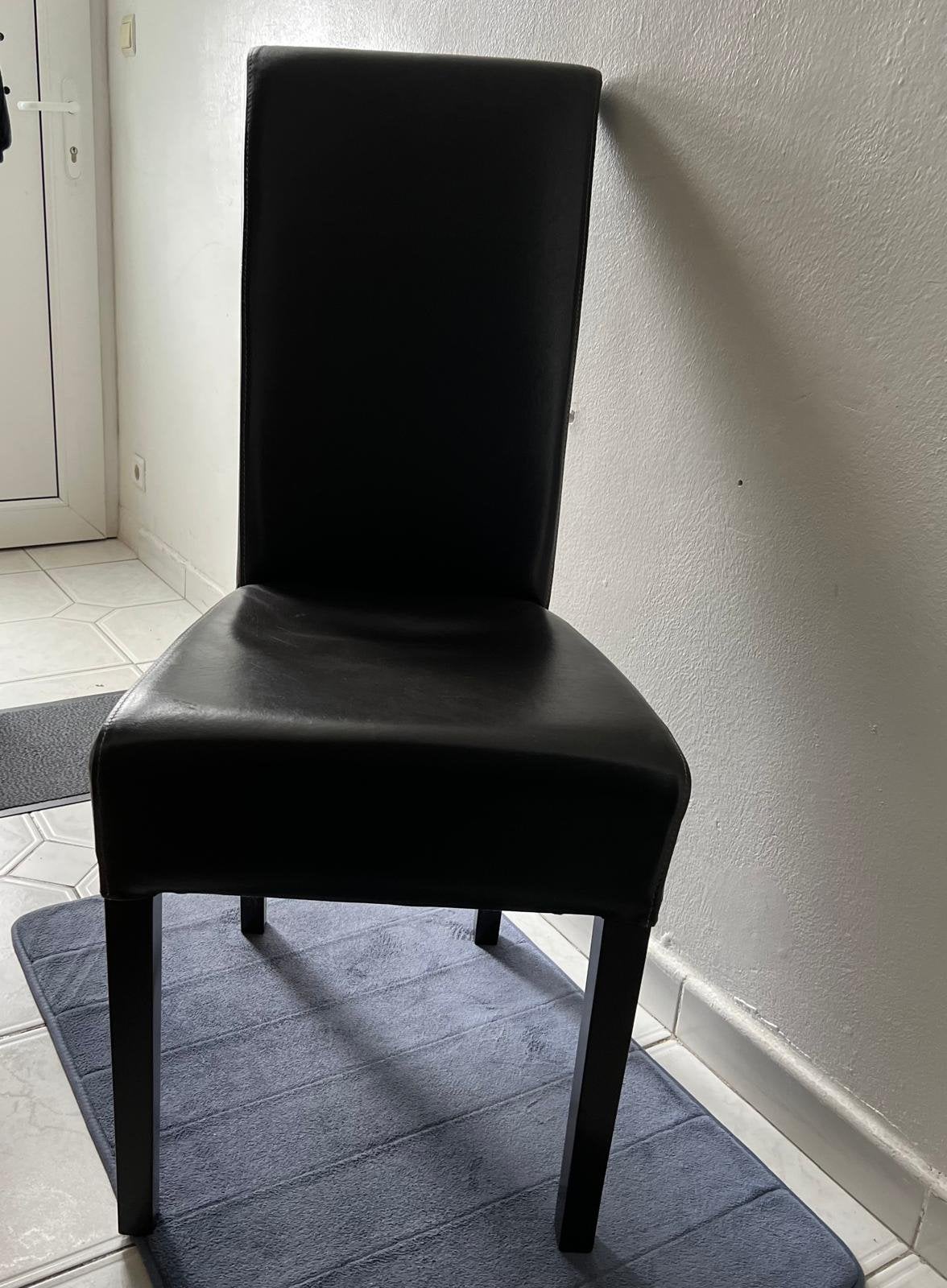 6 leren stoelen, Huis en Inrichting, Stoelen, Ophalen, Gebruikt, Zwart, Leer