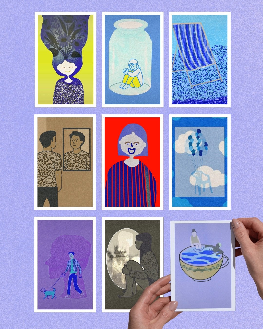 9 originele mental postkaarten, Verzamelen, Verzenden, Overige thema's