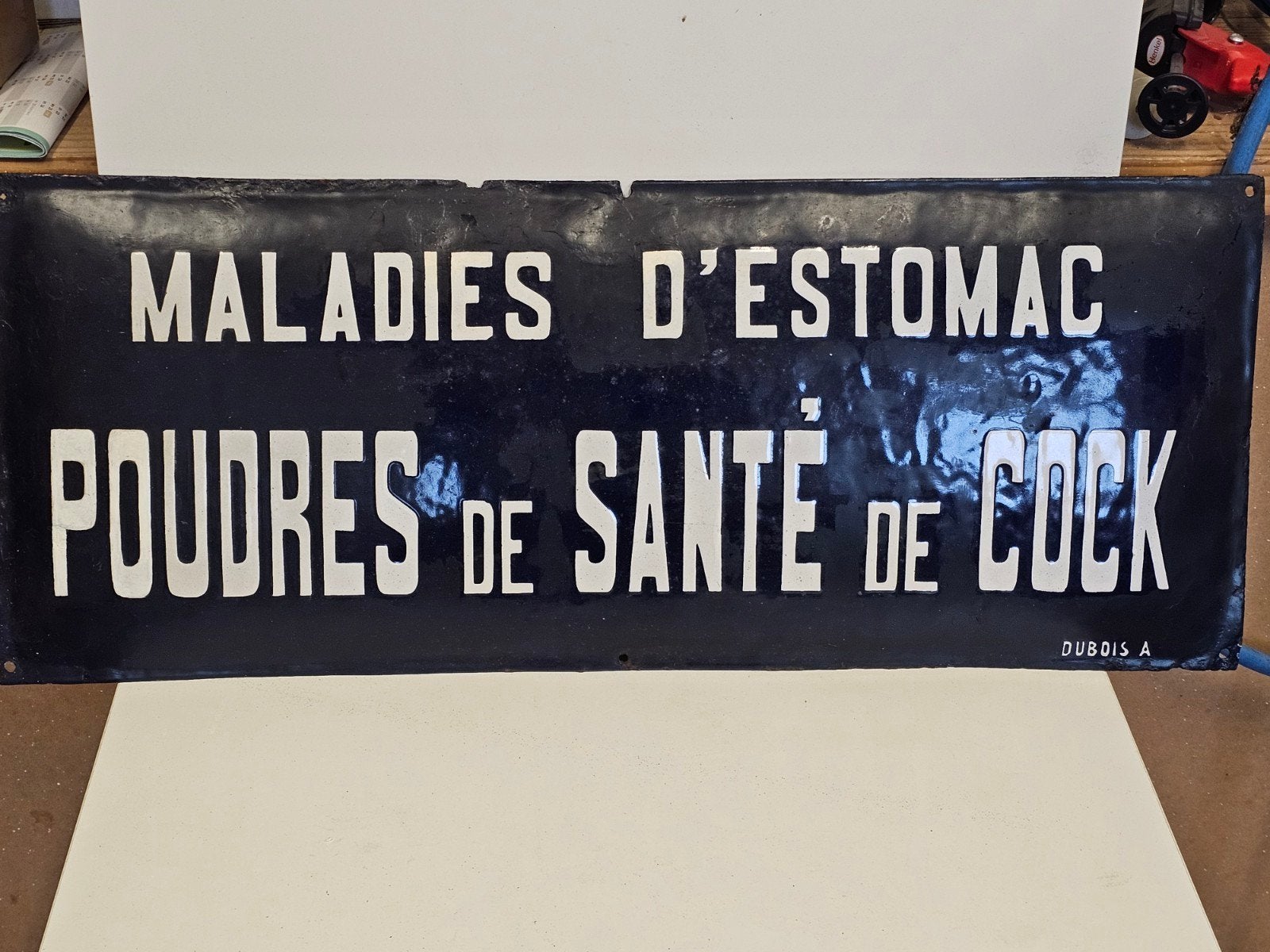 ancienne plaque publicitaire française en émail avec le text, Antiquités & Art, Enlèvement ou Envoi