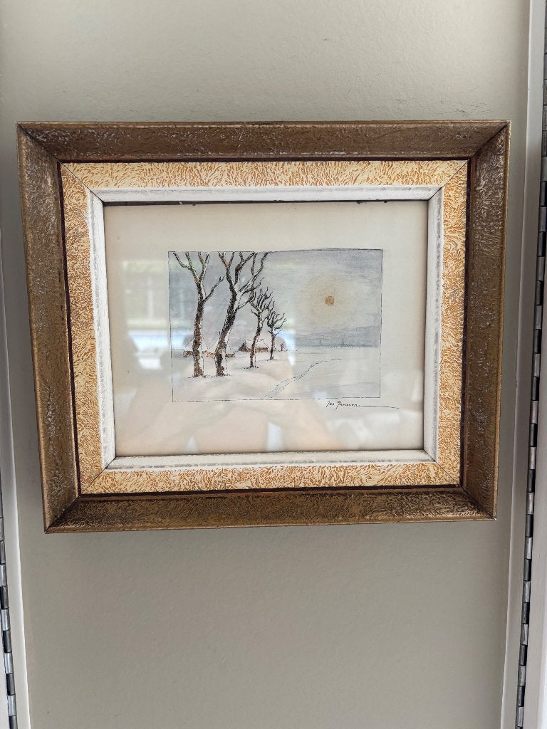 Schilderij Jos Janssen, Antiek en Kunst, Ophalen, Achter glas, Landschap