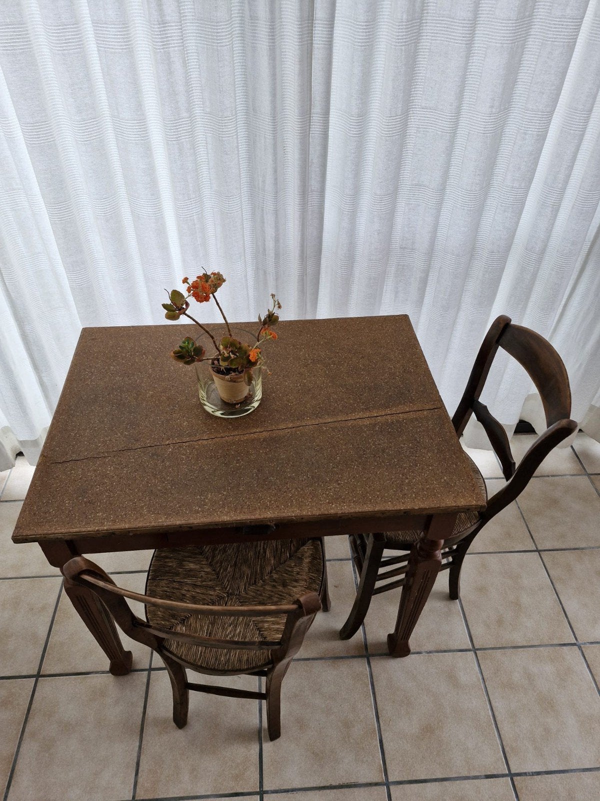 Antieke tafel en 2 stoelen, Antiek en Kunst, Ophalen
