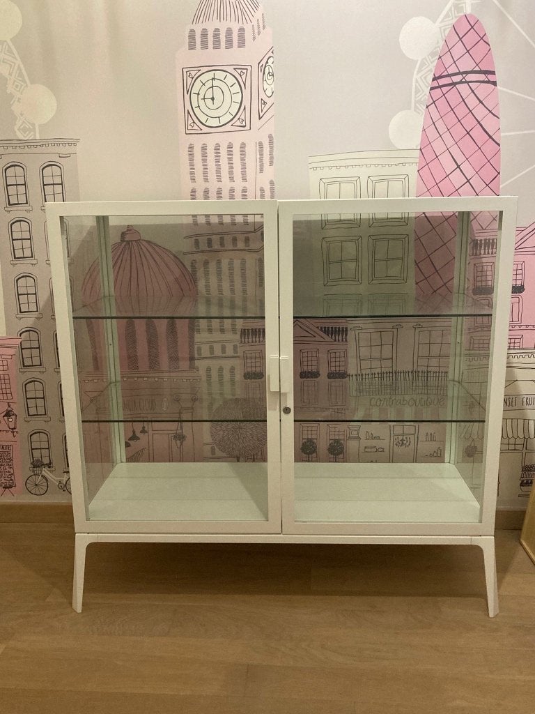 Vitrine en verre et métal IKEA, Maison & Meubles, 25 à 50 cm, Avec tablette(s), Verre, Comme neuf