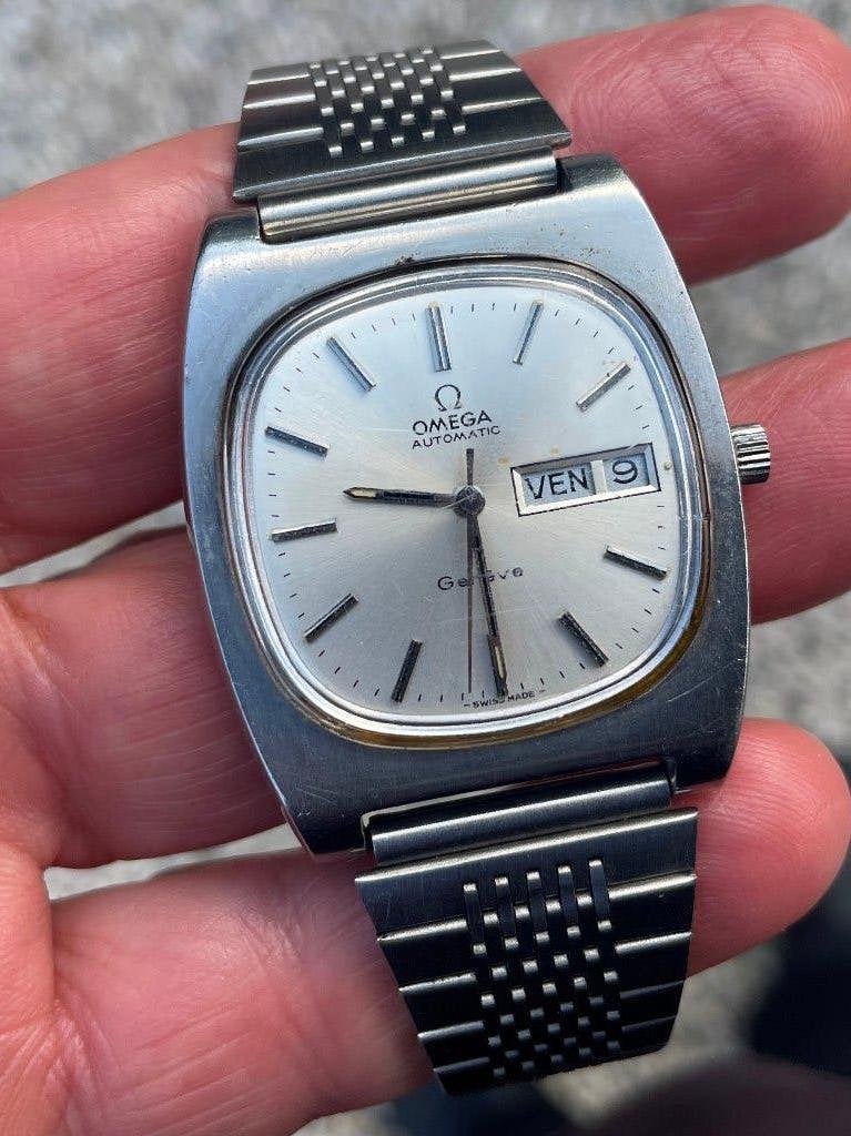 OMEGA GENEVE automatisch horloge  volledig staal Ref 1660188, Ophalen, Staal, Polshorloge, Zo goed als nieuw