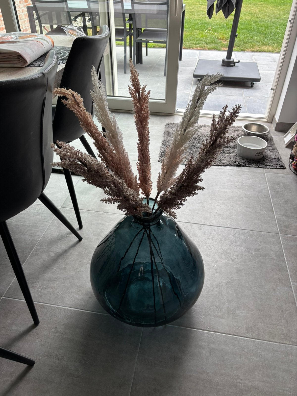 Grote decoratieve vaas – petrol/blauw glas, Glas, Ophalen, Gebruikt, Blauw